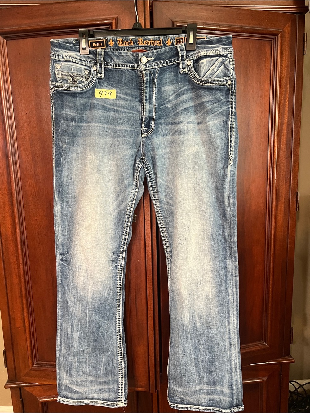 Rock Revival Faded Blue Bootcut Jeans Size  36/31